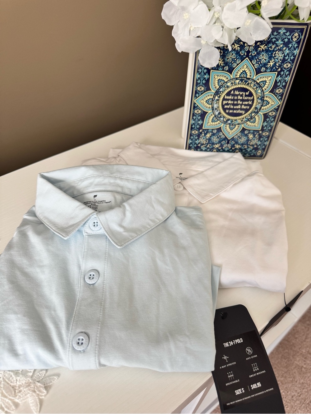 Fabletics Men’s Polo Bundle NWT Size Small | White & Light Blue